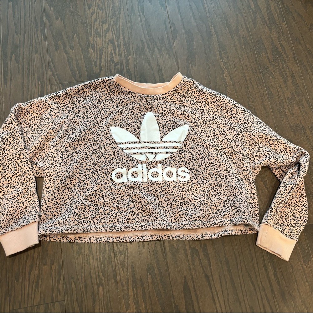 Adidas women’s crop top sweatshirt top, size large